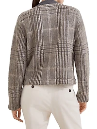 Mohair Virgin Wool and Cashmere Jacquard Cardigan