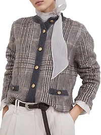 Mohair Virgin Wool and Cashmere Jacquard Cardigan