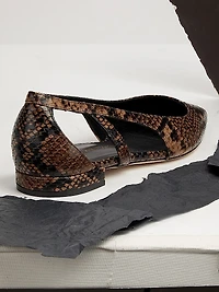 Flat Stuart Power Snake-Embossed Leather Cut-Out Flats