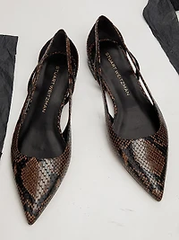 Flat Stuart Power Snake-Embossed Leather Cut-Out Flats