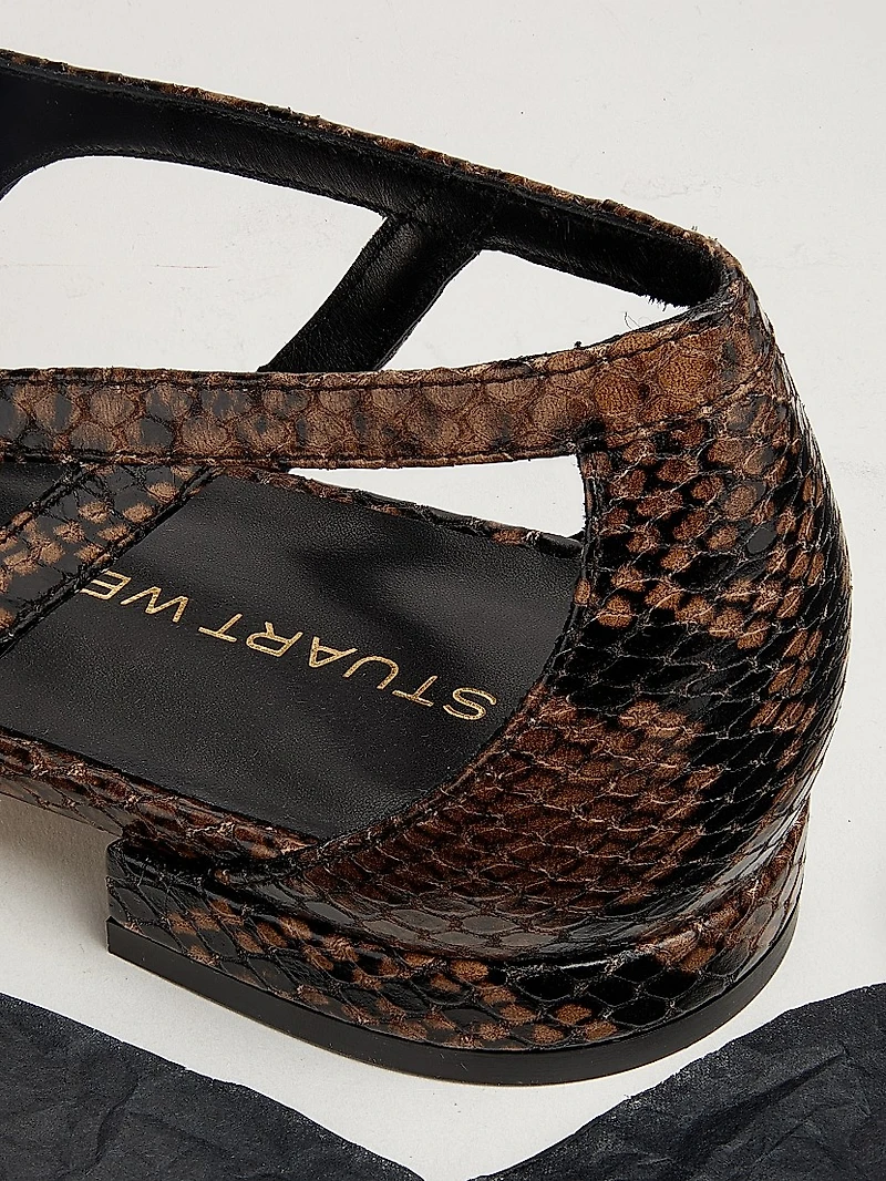 Flat Stuart Power Snake-Embossed Leather Cut-Out Flats