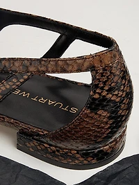 Flat Stuart Power Snake-Embossed Leather Cut-Out Flats