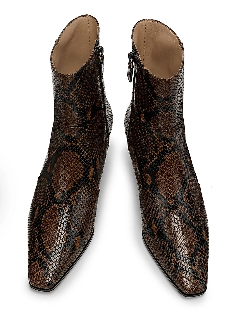 Stassi 50MM Snake-Embossed Leather Ankle Boots