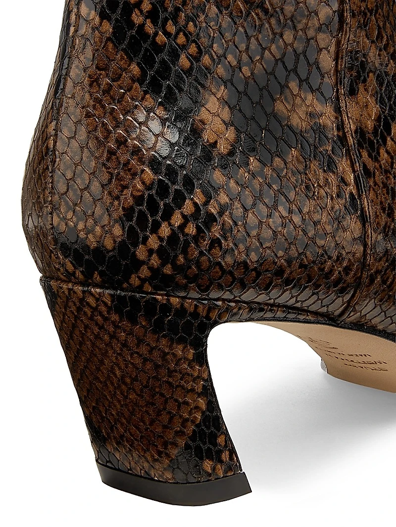 Stassi 50MM Snake-Embossed Leather Ankle Boots