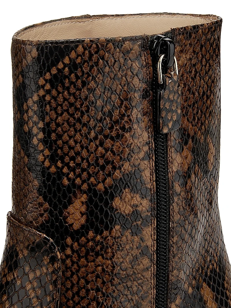 Stassi 50MM Snake-Embossed Leather Ankle Boots
