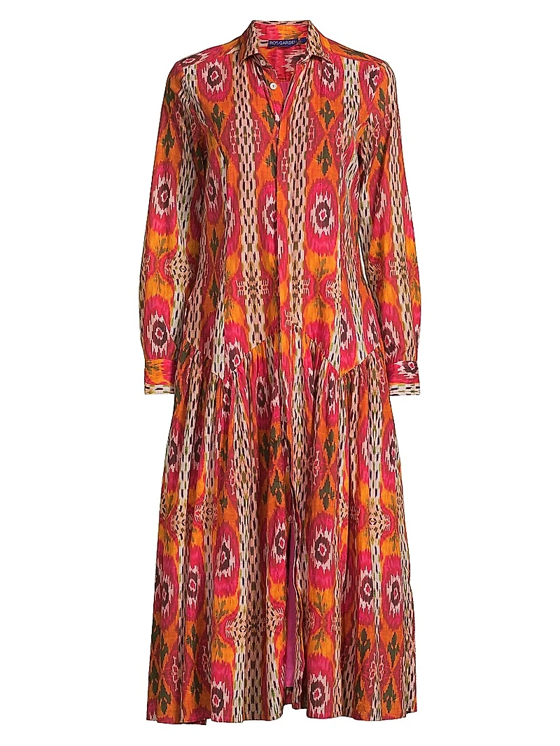 Jeremie Drop-Waist Button-Front Midi-Dress