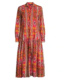 Jeremie Drop-Waist Button-Front Midi-Dress