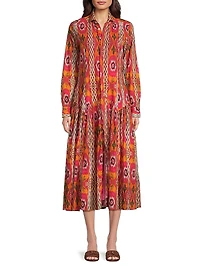 Jeremie Drop-Waist Button-Front Midi-Dress