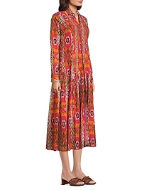 Jeremie Drop-Waist Button-Front Midi-Dress