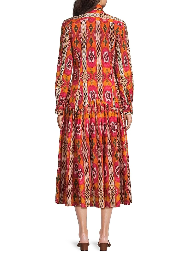 Jeremie Drop-Waist Button-Front Midi-Dress