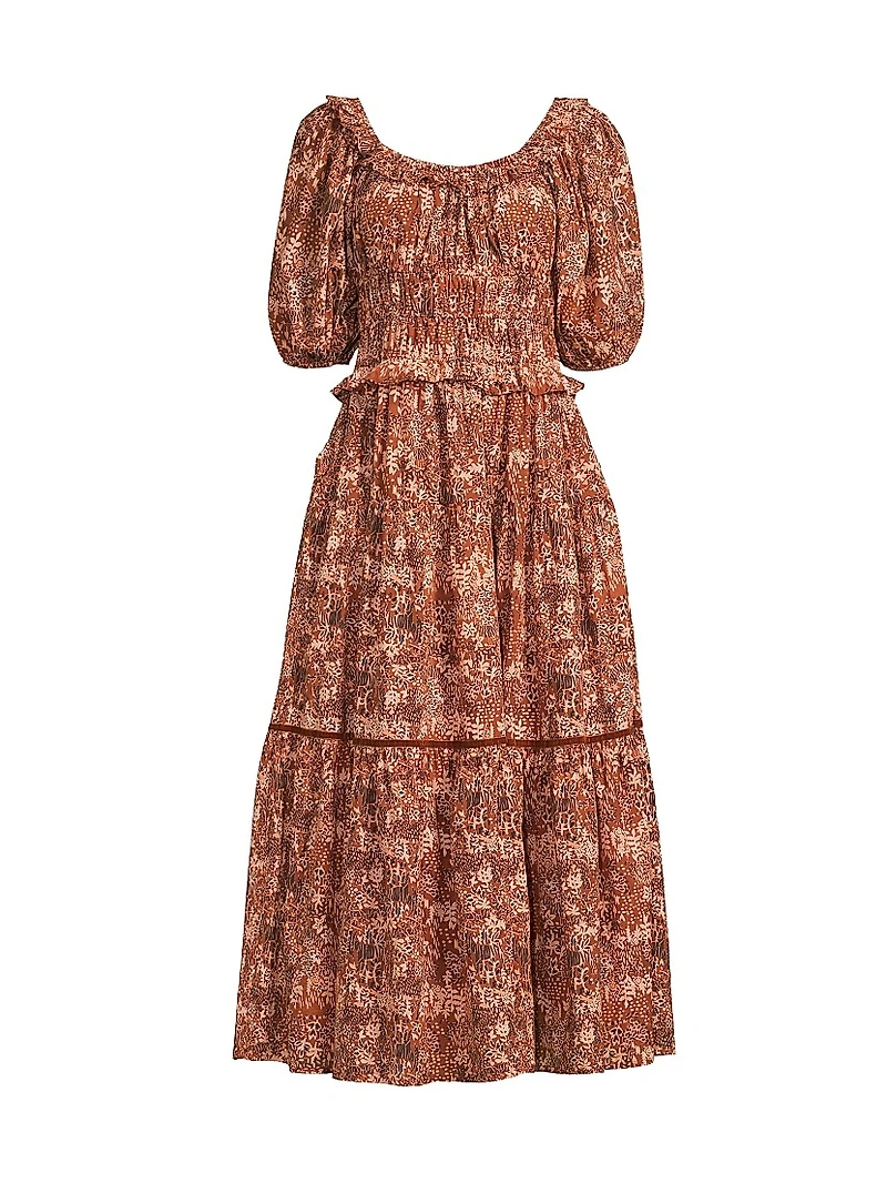 Percy Ruffle Cotton Midi-Dress