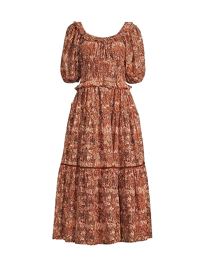 Percy Ruffle Cotton Midi-Dress