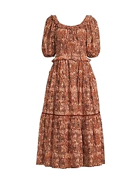 Percy Ruffle Cotton Midi-Dress