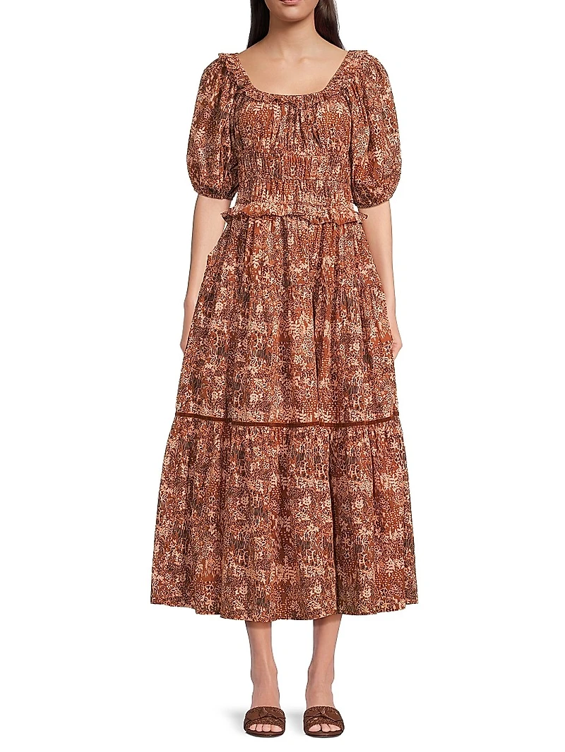 Percy Ruffle Cotton Midi-Dress