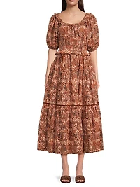 Percy Ruffle Cotton Midi-Dress