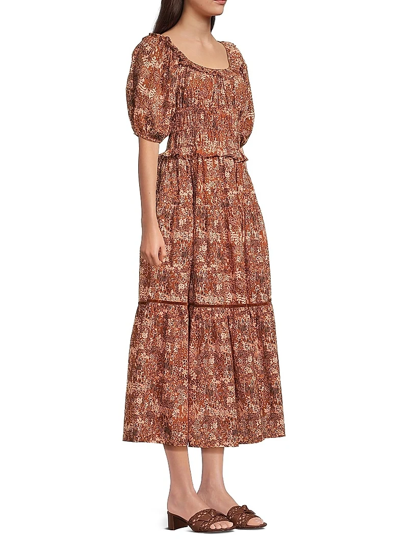 Percy Ruffle Cotton Midi-Dress