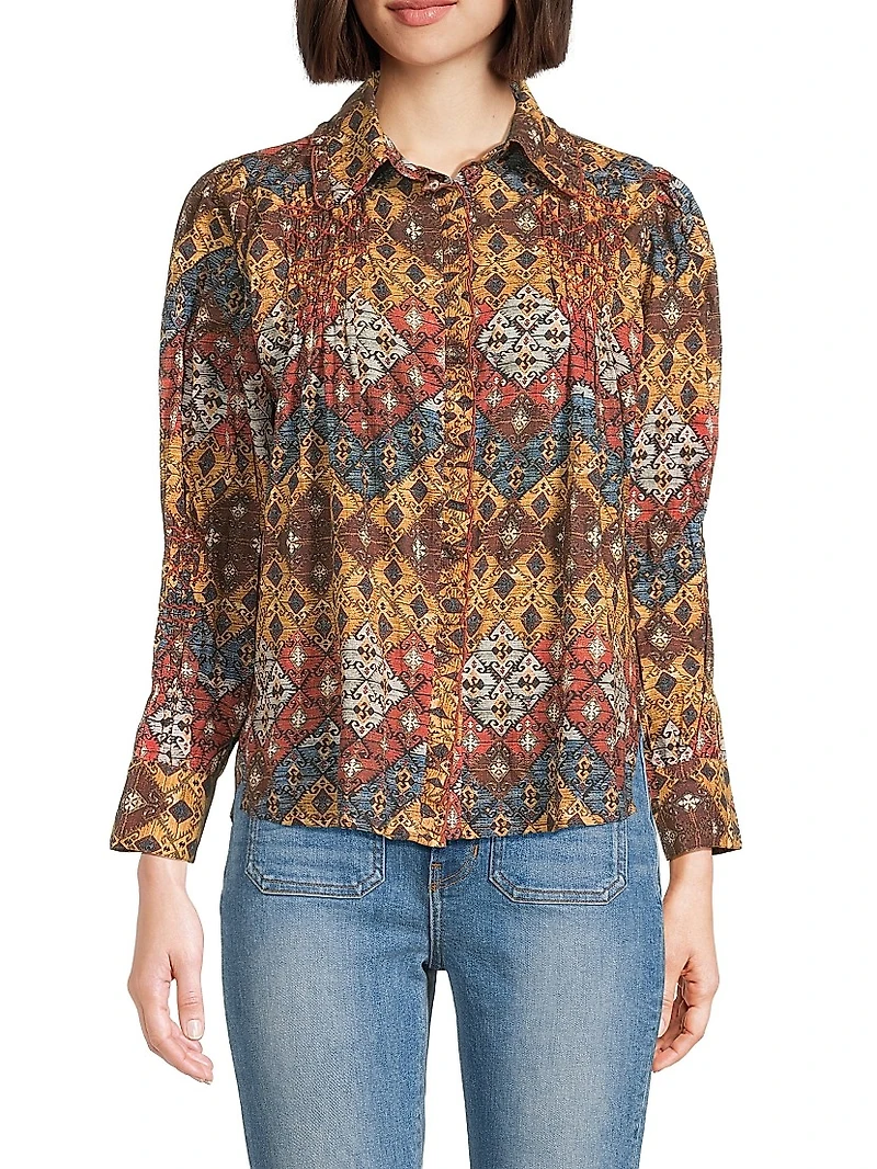 Gin Printed Button-Front Shirt