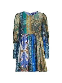 Jewell Printed Long-Sleeve Minidress