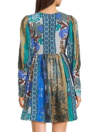 Jewell Printed Long-Sleeve Minidress