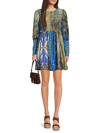 Jewell Printed Long-Sleeve Minidress