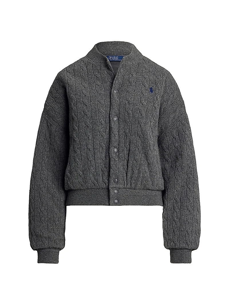 Cable-Knit Wool-Cashmere Bomber Jacket