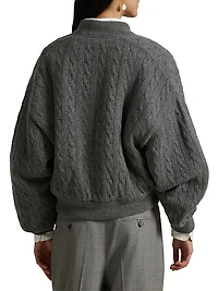 Cable-Knit Wool-Cashmere Bomber Jacket