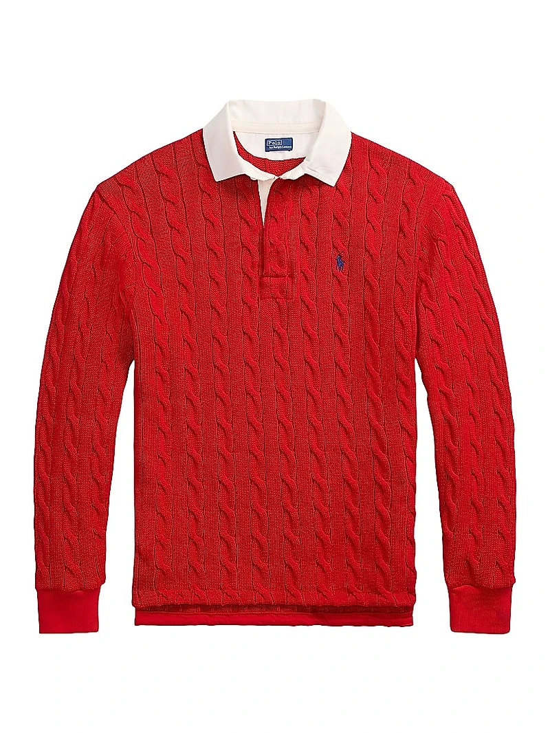 Cable-Knit Cotton Rugby Shirt