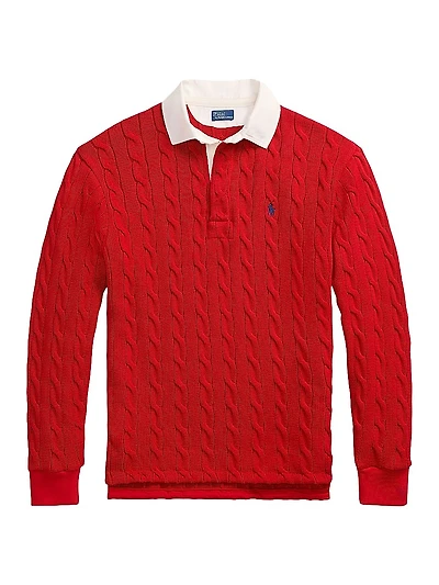 Cable-Knit Cotton Rugby Shirt