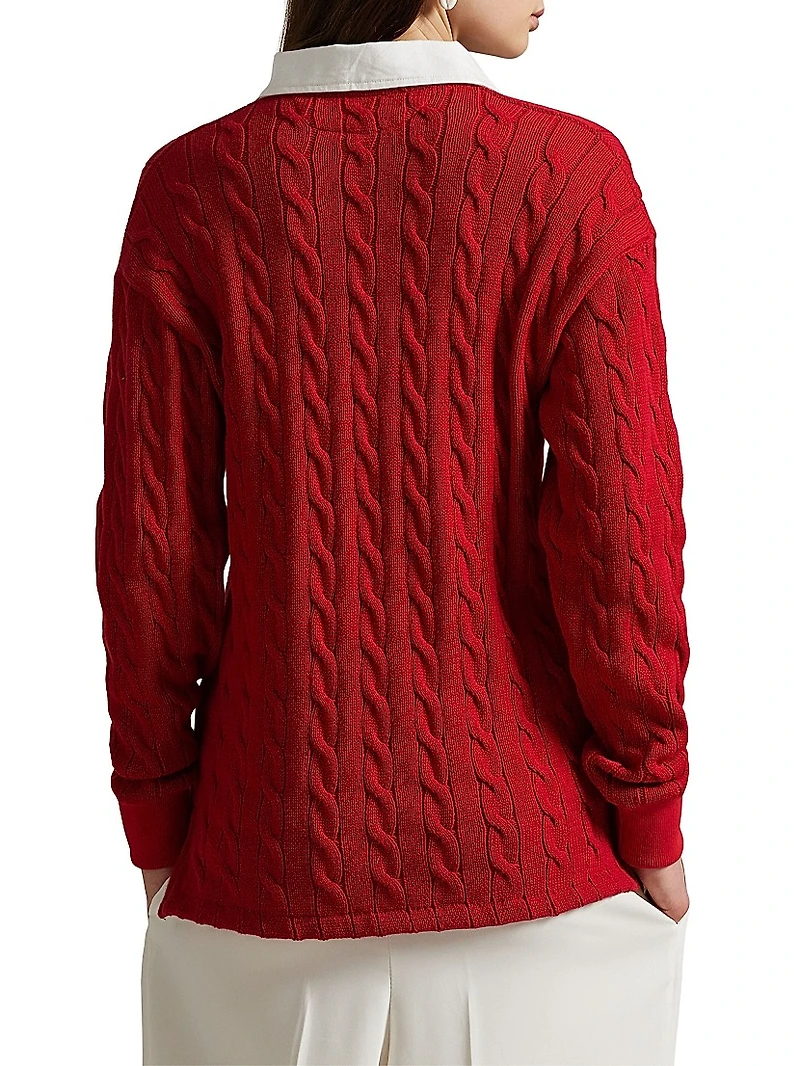 Cable-Knit Cotton Rugby Shirt