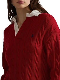 Cable-Knit Cotton Rugby Shirt