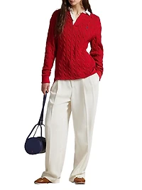Cable-Knit Cotton Rugby Shirt