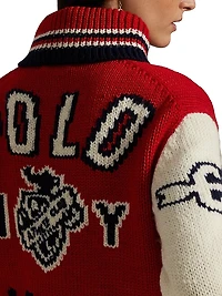 Letterman Wool-Blend Zip-Front Sweater