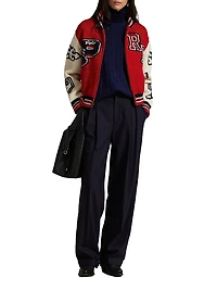 Letterman Wool-Blend Zip-Front Sweater