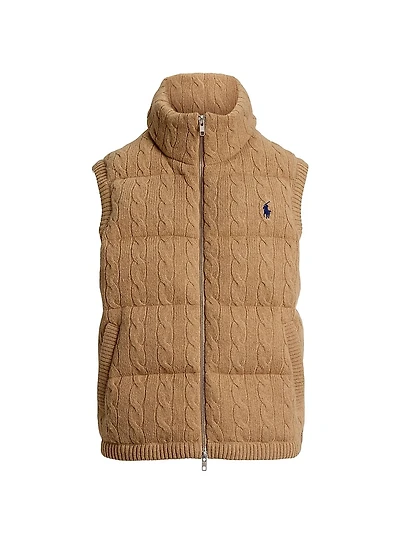 Cable-Knit Wool-Cashmere Quilted Vest
