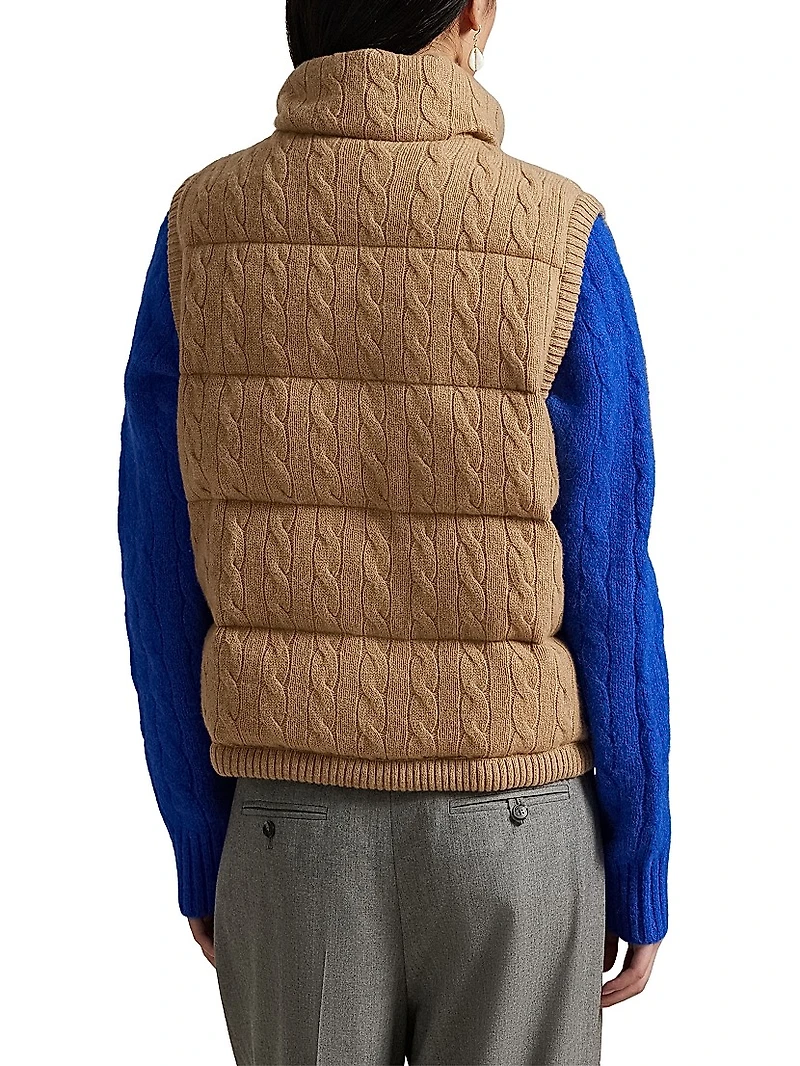 Cable-Knit Wool-Cashmere Quilted Vest