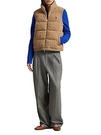 Cable-Knit Wool-Cashmere Quilted Vest