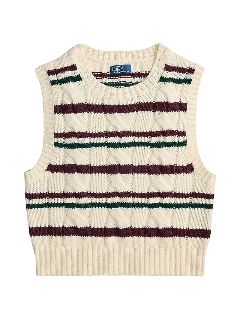 Striped Cable Wool-Cashmere Sweater Vest