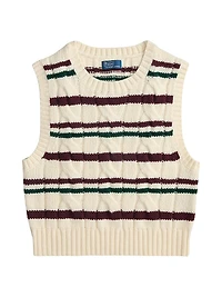 Striped Cable Wool-Cashmere Sweater Vest