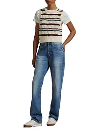 Striped Cable Wool-Cashmere Sweater Vest