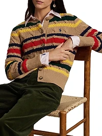 Striped Cable Knit Cardigan