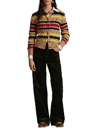 Striped Cable Knit Cardigan