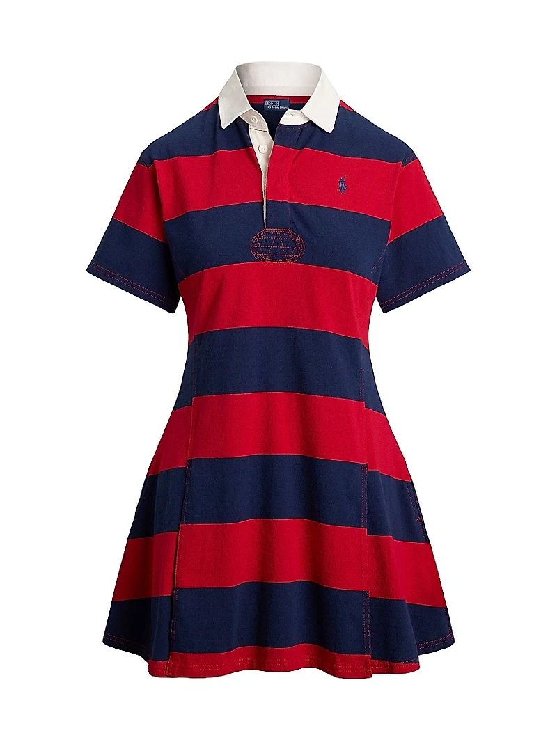 Striped Jersey Fit & Flare Rugby Dress