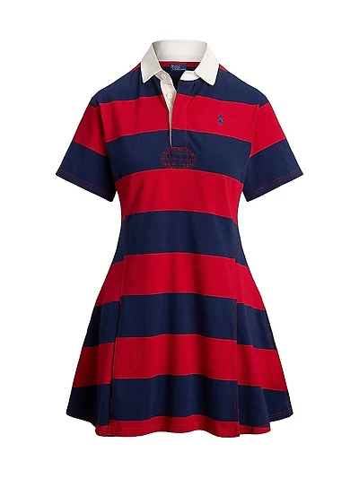 Striped Jersey Fit & Flare Rugby Dress
