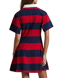 Striped Jersey Fit & Flare Rugby Dress