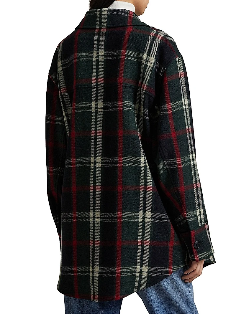 Plaid Wool-Blend Oversized Shirt Jacket