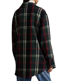 Plaid Wool-Blend Oversized Shirt Jacket