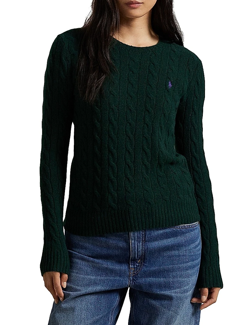 Cable-Knit Wool-Cashmere Crewneck Sweater