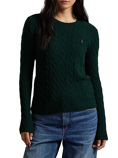 Cable-Knit Wool-Cashmere Crewneck Sweater