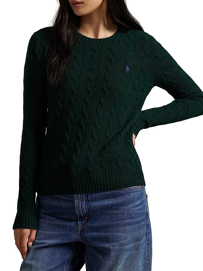 Cable-Knit Wool-Cashmere Crewneck Sweater