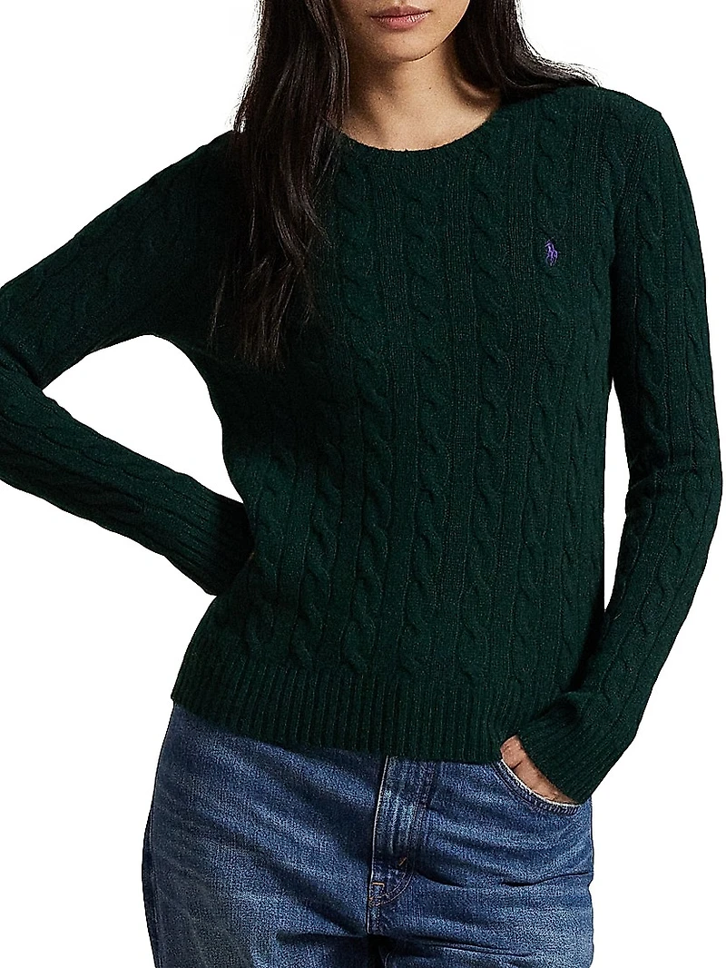 Cable-Knit Wool-Cashmere Crewneck Sweater
